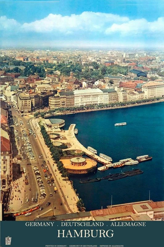 Impresión de póster turístico vintage de Hamburgo Alemania A3/A4 Foto 1 de 1