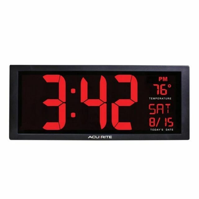 Desk Shelf Clocks AcuRite 75127 Oversized LED Clock With Indoor Temperature
