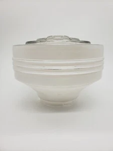 Vintage Art Deco 8" frosted and clear Glass Shade Ceiling Light Globe, NICE UFO - Picture 1 of 4