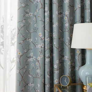 Green Vintage Floral Blackout Curtains for Bedroom Print White Blossom Flower Ro - Picture 1 of 10