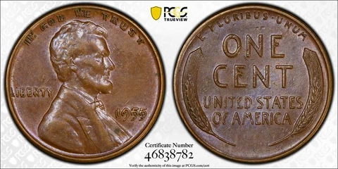 1955 P PCGS AU55 | Lincoln Wheat Penny Cent DDO DOUBLE DIE - 1c US Coin #43459A Cover