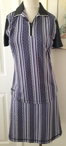 CHASE 54 Purple, Black & White 2 Piece Short Sleeve Golf Shirt and Skort Sz. S - Picture 1 of 7