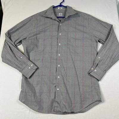 Peter Millar Mens Shirt Long Sleeve Button Down Large Black Green Pink Plaid - Image 1 of 4