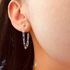 925 sterling silver link chain dangle drop earrings