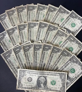 WORTHLESS 25 Quads 4 in a row Fancy Serial Number Dollar Bills READ DESCRIPTION - Picture 1 of 1