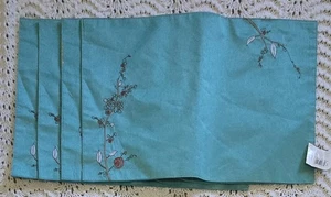 Juego de 4 manteles individuales bordados LENOX Simply Fine Chirp Aqua NUEVO - Imagen 1 de 11