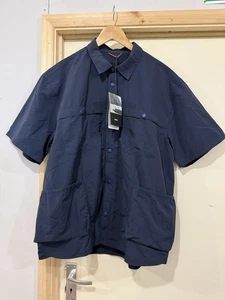 Finisterre Wander Ripstop Water Repel Field Pocket Short Sleeve Shirt Large Navy - Picture 1 of 9