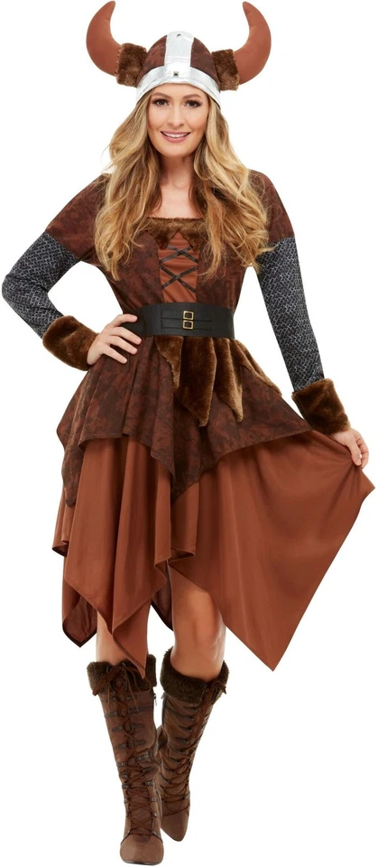 Smiffys Viking Barbarian Queen Costume Brown. 50742M