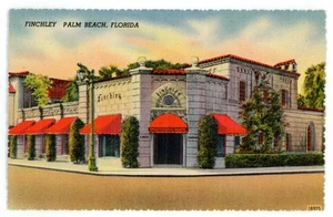 Postal de colección sin publicar Finchley de los años 50 edificio exterior Palm Beach Florida FL - Imagen 1 de 2