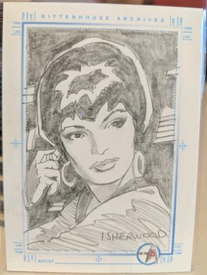 Star Trek 35th Anniversary Sketch Card of Uhura By Geoff Isherwood NM 2001  - Image 1 of 2