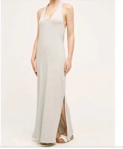 Anthropologie Saturday Sunday Maxi Dress Halter Light Gray Sz XSP - Picture 1 of 5