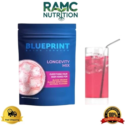 Blueprint Bryan Johnson Longevity Mix, Creatina, Laranja Sangue, 30 Porções - Imagem 1 de 4
