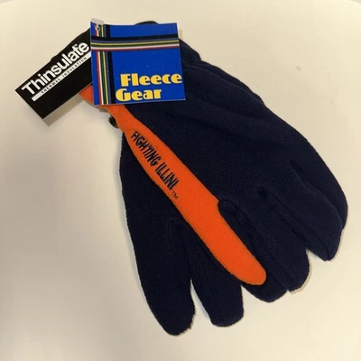 Guantes de lana vintage de la Universidad de Illinois. Nuevo con etiquetas. Oficial NCAA. OSFM Foto 1 de 4