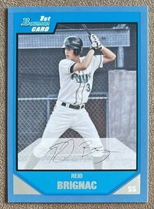 2007 Bowman 1st Blue #BP50 Reid Brignac /500 Tampa Rays Rookie Numbered Parallel - Picture 1 of 2