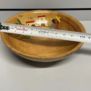 Vintage Rio Grande Woodenware ~Footed Bowl~Handpainted Beech - Picture 1 of 14