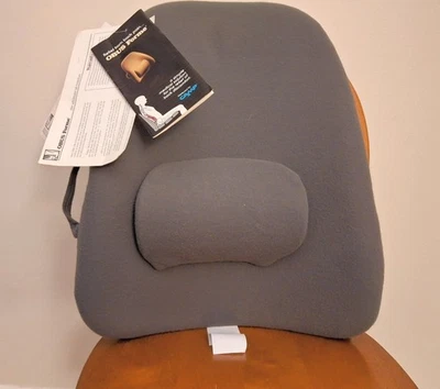 Respaldo Alineación Espinal Soporte Lumbar Acolchado Gris Microfibra Usado Foto 1 de 4