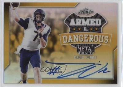 2017 Leaf Metal Draft Armed & Dangerous Gold 1/1 Davis Webb Rookie Auto RC 05or - Image 1 of 3