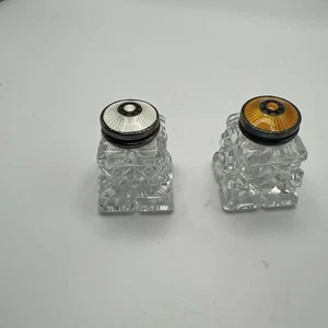 Hroar Prydz Norway Guilloche Enamel 925 Sterling Crystal Salt Shaker - Picture 1 of 9