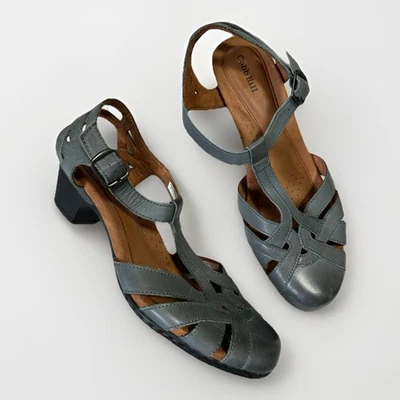 Сандалии Rockport Cobb Hill Aubrey размер 9 синие серые с Т-образным ремешком на низком каблуке комфортные ретро - Изображение 1 из 4