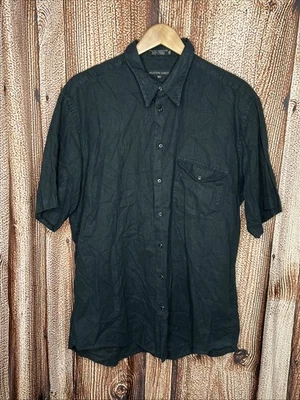 Austin Grey Men’s Sz 16.5 100% Linen Button Up Shirt Front Pocket Black - Image 1 of 3