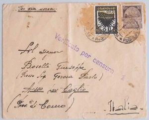 ITALY Greece Island Rhodes 1940 Military Censored WWI Air Cover RODI to Caglio ! - Picture 1 of 3