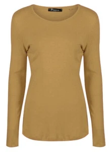 Womens Long Sleeve Plain T Shirt Ladies Stretch Basic Casual Round Neck Top 8-26 - Picture 1 of 47