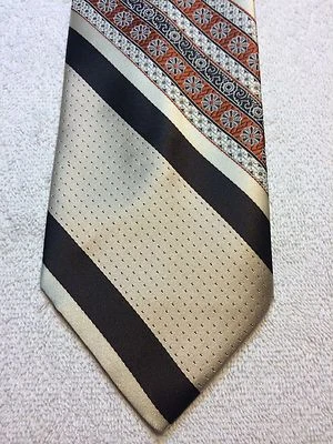 ВИНТАЖНЫЙ DAMON МУЖСКОЙ ГАЛСТУК 4 X 56 БЕЖЕВЫЙ, КОРИЧНЕВЫЙ, ОРАНЖЕВЫЙ И ЧЕРНЫЙ - Изображение 1 из 4