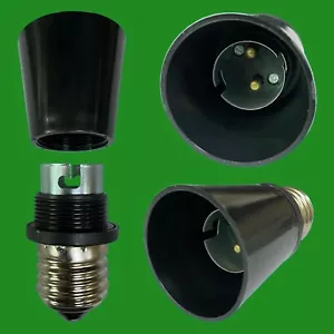 2x Schwarz Edison Es E27 auf Bajonett BC B22 Glühbirne Adapter, Lampenfassung, - Bild 1 von 4