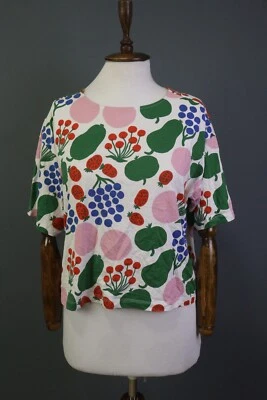 Marimekko Multi Floral Half Sleeve Cropped Top Blouse Shirt Size S - Image 1 of 4
