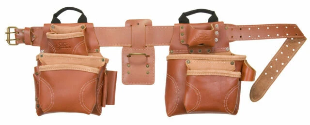 CLC 21448 15 Pocket Pro Framer's Combo Tool Belt, 4 Piece - Brown
