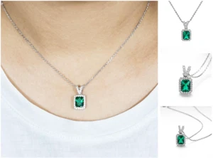 Elegante collar de clavícula esmeralda para mujer - Imagen 1 de 24