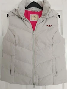 Hollister Women White Down & Feather Vest Hoodie (Excellent Condition) - Picture 1 of 2