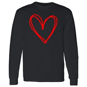 XtraFly Apparel Men's Heart Valentine's Anniversary Bae Love Long Sleeve T-Shirt - Picture 1 of 3