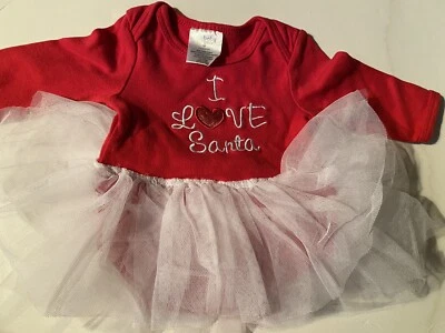 NWOT INFANT GIRLS BABY GEAR I LOVE SANTA TUTU DRESS SIZE 0-3 months Foto 1 de 2