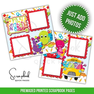 School 1st Grade Scrapbook Boy Girl 2 PRINTED Premade Scrapbook Quick Pages 105 - Picture 1 of 2