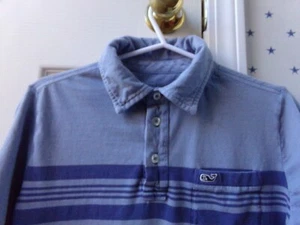Vineyard Vines Polo Shirt Large Boys Striped Blue 14 Whale 100% COTTON L $52 - Picture 1 of 13