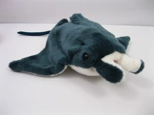 Wild Republic Stingray Plush Dark Blue Gray White Stuffed Animal Toy Sea Ocean - Picture 1 of 15