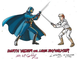 STAR WARS Darth Vader VS Luke Skywalker Package Art Color Print E McCarthy - Picture 1 of 2