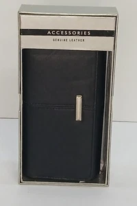 Echtleder Damen Dreifachfaltung Geldbörse Druckknopfverschluss Clutch Elegant Schwarz Neu im Karton - Bild 1 von 2