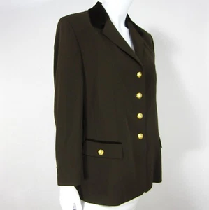 Horst BASLER VTG Long Sleeve Velour Collar Classic Blazer Size 42 EU Brown - Picture 1 of 12