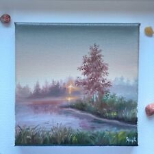 Small Oil Painting Landscape Antique Style Hand Painted SIGNED Mini Canvas