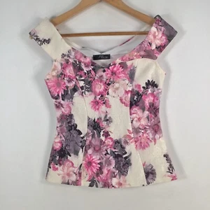 Jane Norman womens blouse top size UK 8 aus 6 multicolour floral sleeveles073032 - Picture 1 of 10