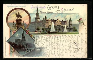 Lithographie Dresden, Königliches Schloss und Wiener Garten, Katholische Hofkir - Picture 1 of 2