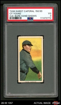 Sujetador Cy Young 1909 T206 siestas (indios) variación salón de la fama PSA 3 - EN MUY BUENA CONDICIÓN Foto 1 de 2