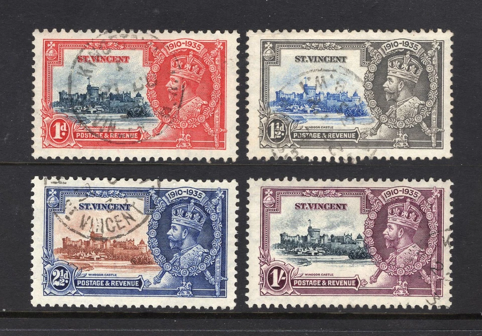 Juego Jubileo de Plata M30201 San Vicente 1935 X4 Usado Fino Sg 142/5 Cat £30 Foto 1 de 1