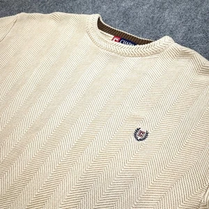 Maglione Chaps cotone uomo XL beige girocollo manica lunga logo #AB394 - Foto 1 di 8