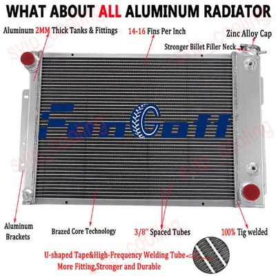 #CC370 3-Row Aluminum Radiator Fit 1967 1968 1969 Chevy Camaro Pontiac Firebird Foto 1 de 4