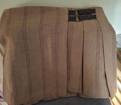 Joules Wool Box Pleated Skirt - Aggie Check Cafe Au Lait Size 10 New With Tags! - Image 1 of 4