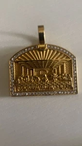 18K Gold filled The Last Supper pendent with lab stones - Picture 1 of 3