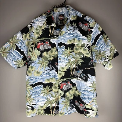 Camisa Harley Davidson Hawaiana Hombre Talla Grande Algodón Estampado Completo Hecha en EE. UU. Foto 1 de 4